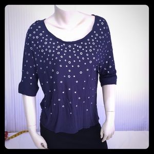 SOLD!!!🥳 INC International Concepts M 3/4 Sleeve Navy Top